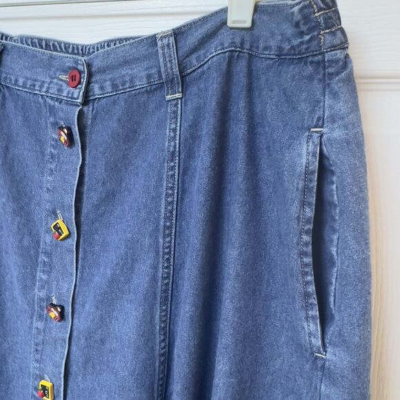 Victoria Jones Vtg 2 Pc Vest‎ Skirt Set Sz 1X~2X Teacher Denim Starburst Weave - Picture 9 of 16